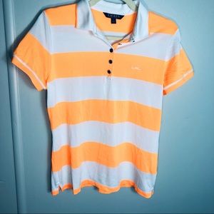 Ralph Lauren Fluorescent Orange Striped Polo M